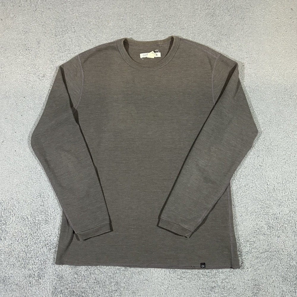 Outerknown Sweater Mens Medium Gray Thermal Waffle Cotton Blend Knit Pullover